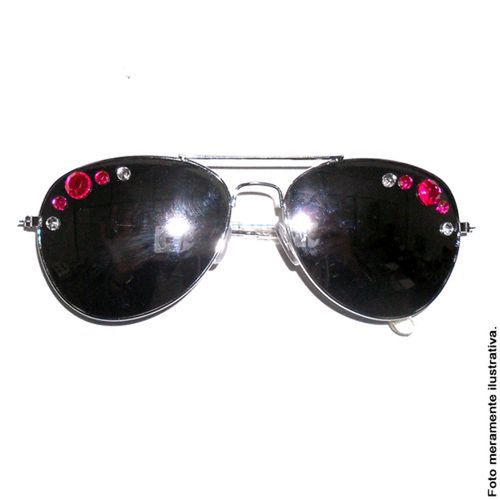 Óculos Policial Strass Rosa Imp.