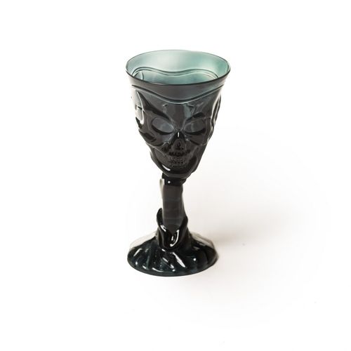 Taça com Rosto Caveira Preta Halloween - Cromus