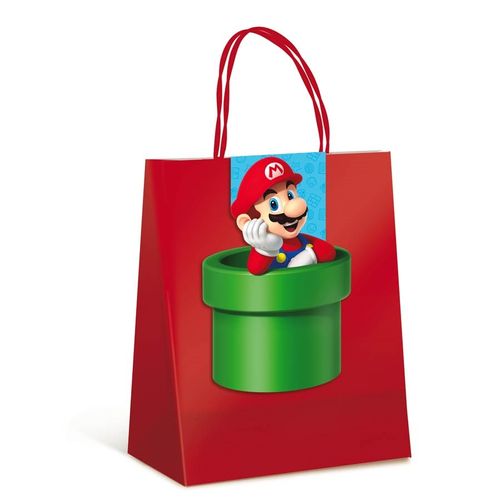 Sacola Papel c/ Fechamento 10 Unidades - Super Mario - Cromus