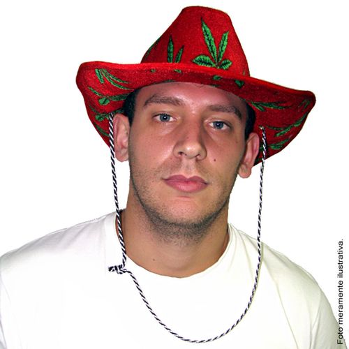 Chapéu Cowboy Vermelho com Folha