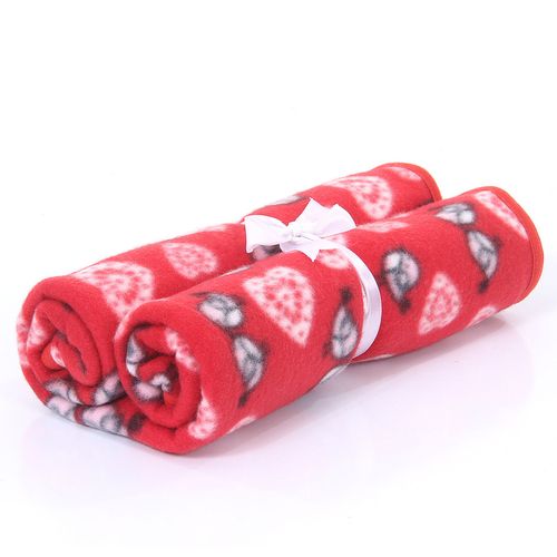 Cobertor de Soft Premium com Viez de Malha - Coração Vermelho