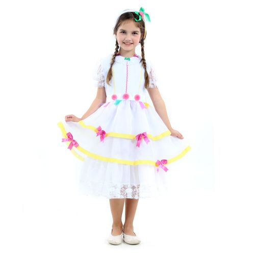 Fantasia Noiva Caipira com laços Infantil - Festa Junina
