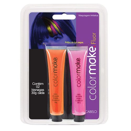 Gel Fluorescente para Cabelo Laranja e Pink - Color Make