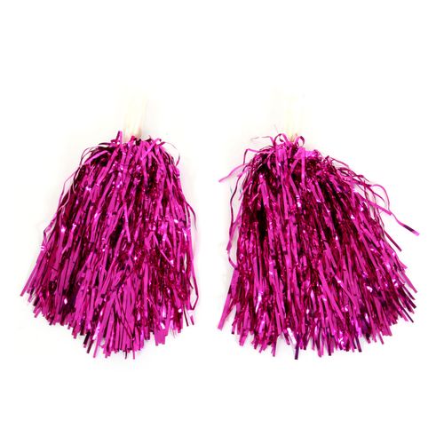 Pompom Metalizado Par De Cor Rosa - Abrakadabra Fantasias