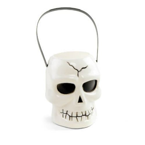 Balde Caveira Branco Halloween - Cromus