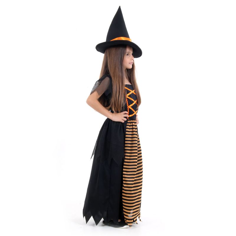 Fantasia Bruxa Roqueira Caveira Menina Festa Halloween Kids