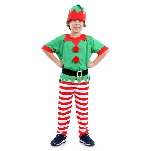 Fantasia Duende Masculino Infantil com Gorro - Natal