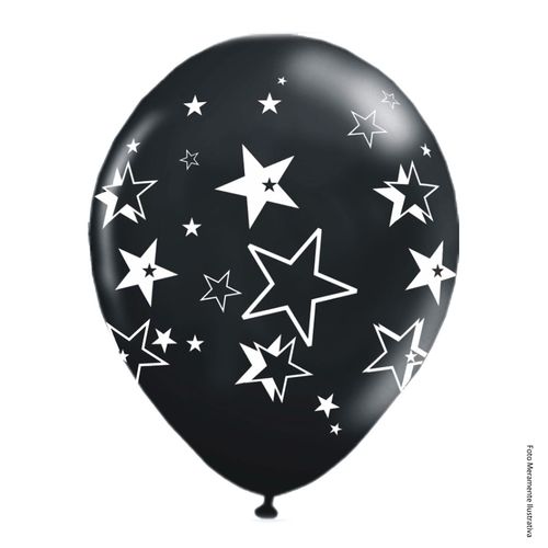 Balão Ballontech Estrelas Preto - Nº 10(25cm) - 25 Unidades