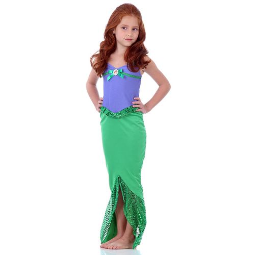 Fantasia Infantil Ariel Vestido Original - Pequena Sereia - Disney Princesas