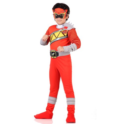 Fantasia Power Ranger Dino Charge Vermelho Infantil Luxo