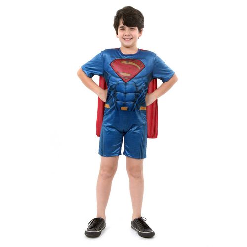 Fantasia Super Homem Infantil Curto com Musculatura - Liga da Justiça