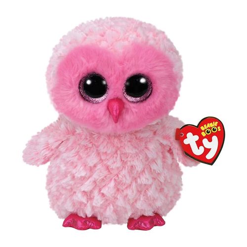 Pelúcia Beanie Boos Médio - Coruja Rosa Twiggy