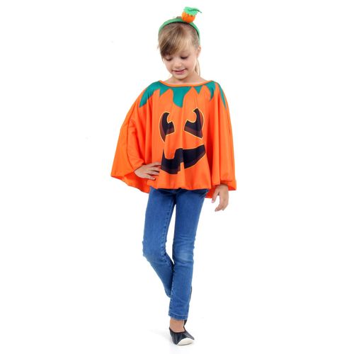 Fantasia Poncho Abóbora Infantil - Halloween