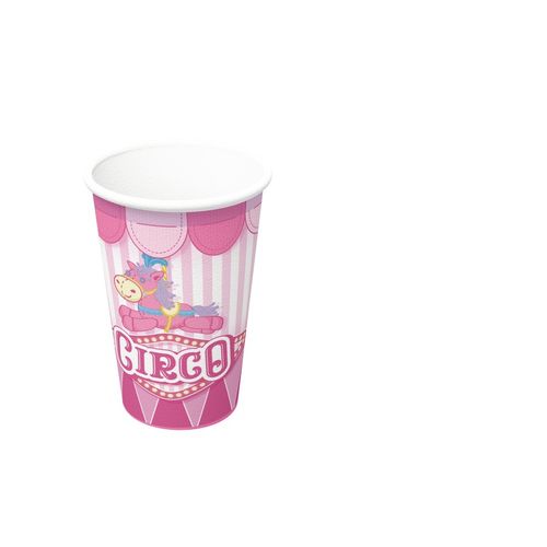 Copo Papel 200ML 8 Unidades - Circo Rosa - Festcolor