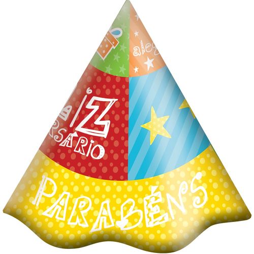 Chapéu 8 Unidades - Feliz Aniversário - Festcolor