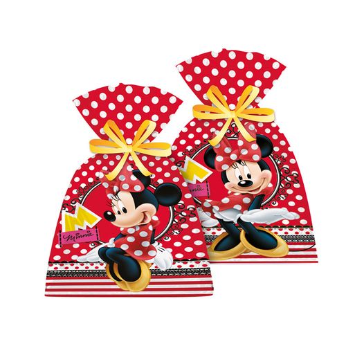 Sacola Plástica 8 Unidades - Minnie Vermelha - Regina Festas
