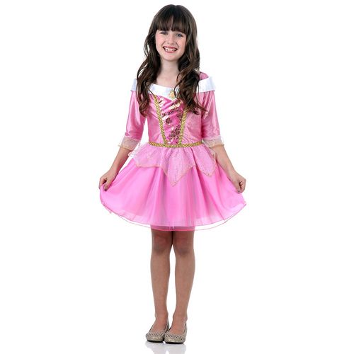 Fantasia Aurora Infantil Vestido Curto Original - Bela Adormecida - Disney Princesas