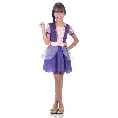 Fantasia Rapunzel Infantil Vestido Curto Original - Disney Princesas