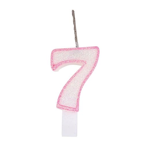 Vela Glitter - Rosa Número 7 - Festcolor