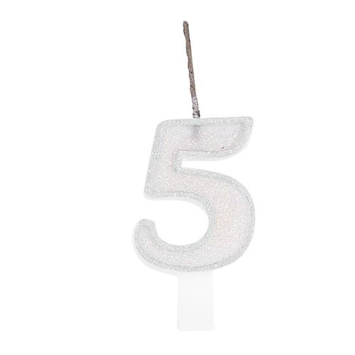 Vela Glitter - Branca Número 5 - Festcolor