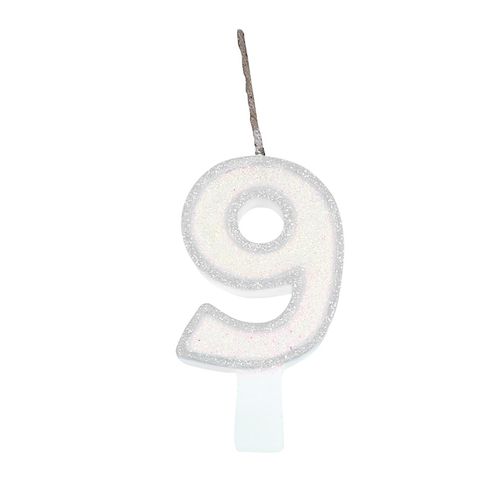 Vela Glitter - Branca Número 9 - Festcolor