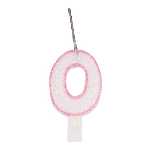 Vela Glitter - Rosa Número 0 - Festcolor