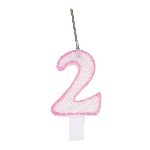 Vela Glitter - Rosa Número 2 - Festcolor