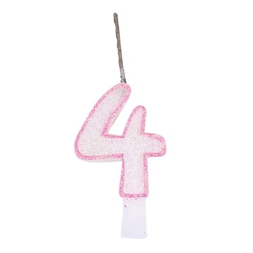 Vela Glitter - Rosa Número 4 - Festcolor