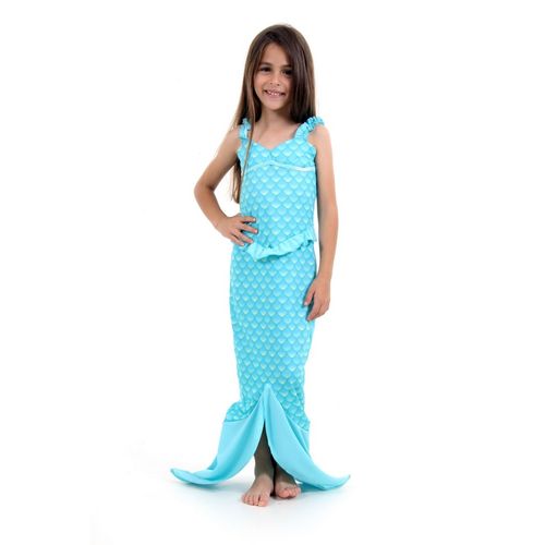 Fantasia Infantil Vestido de Sereia Verde àgua