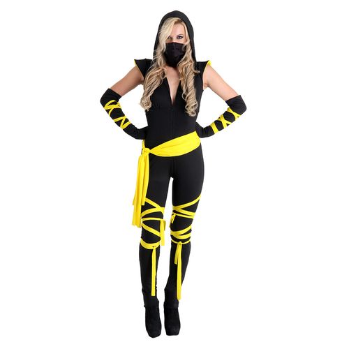 Fantasia Ninja Preto Feminino Adulto - Carnaval