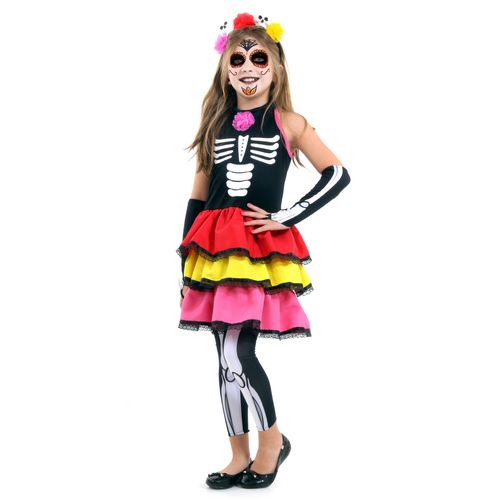 Fantasia Caveira Mexicana Infantil Colour - Halloween