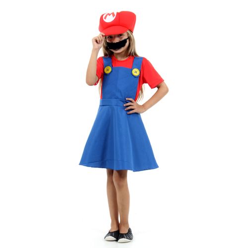 Fantasia Mario Bros Feminino Vestido Infantil - Super Mario World
