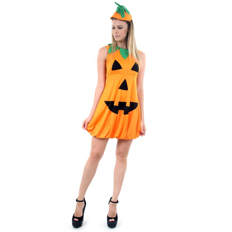 Vestido Fantasia Infantil Feminina Halloween Abóbora