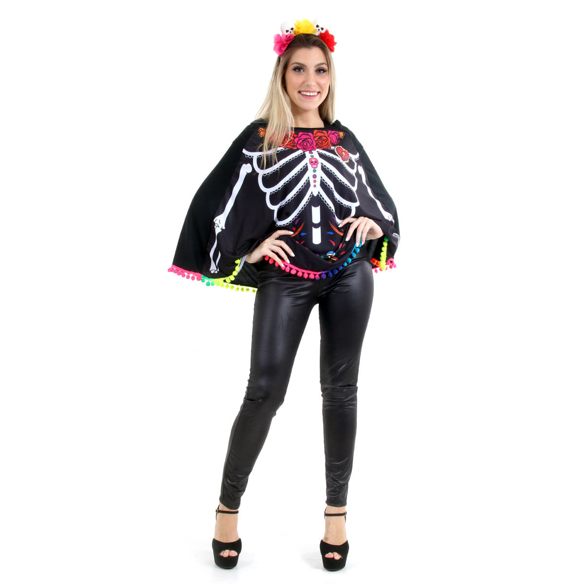 Fantasia Halloween Poncho Mexicano La Fiesta Masculino Adult - 7 Artes  BrinQ Fantasias