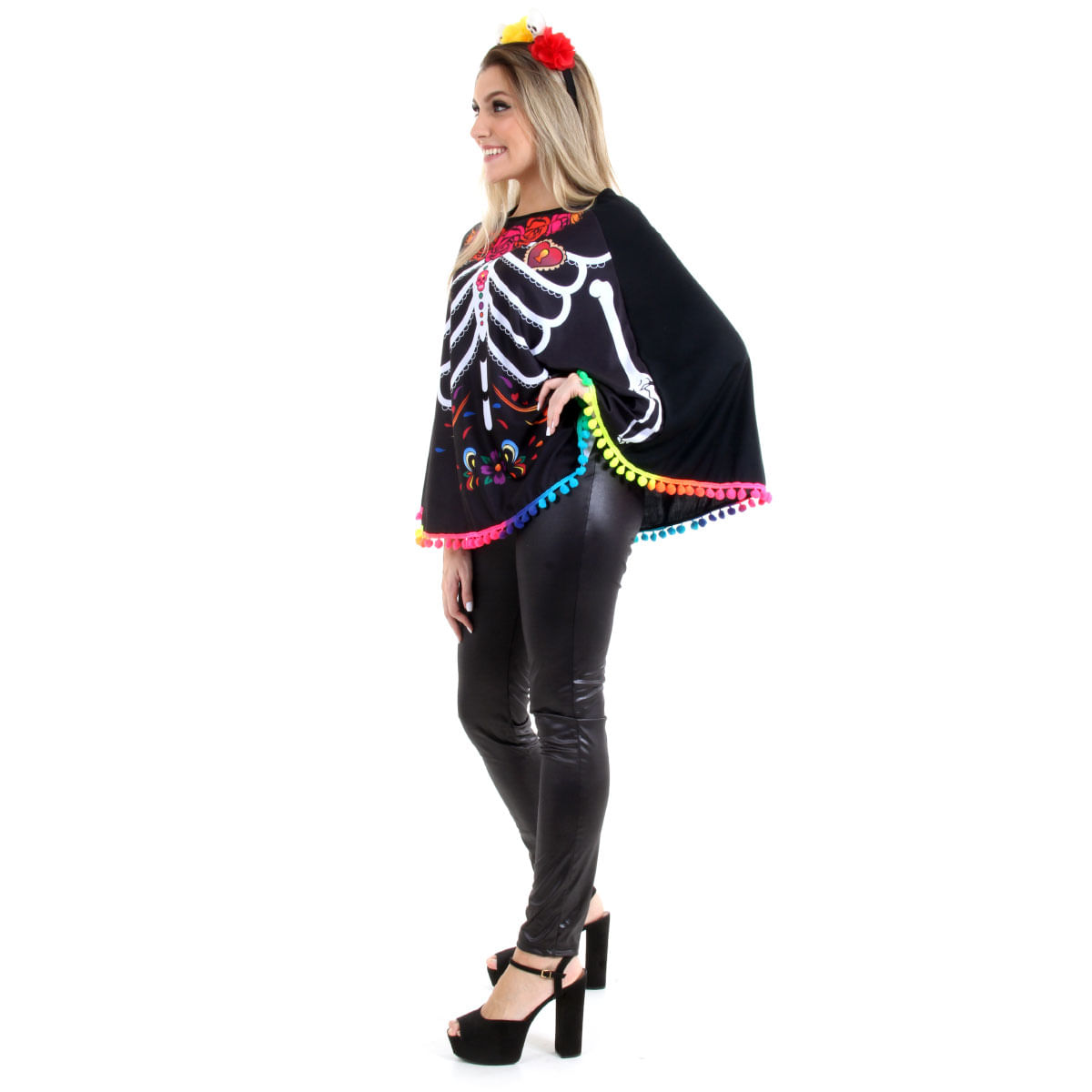 Fantasia Halloween Poncho Mexicano La Fiesta Masculino Adult - 7 Artes  BrinQ Fantasias