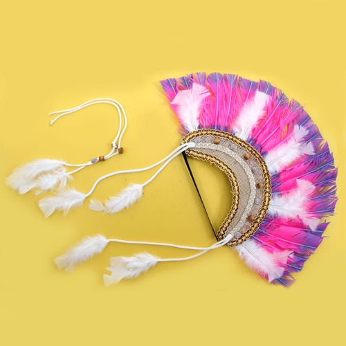 Cocar de Índio - Rosa com Branco
