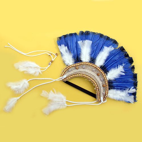 Cocar de Índio - Azul Marinho com Branco