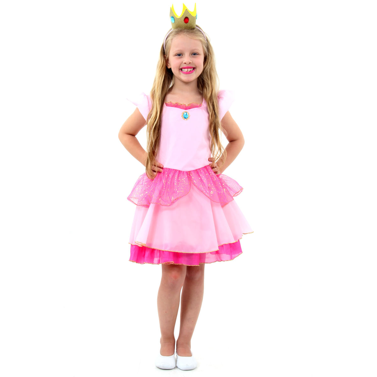 Fantasia princesa cheap peach infantil