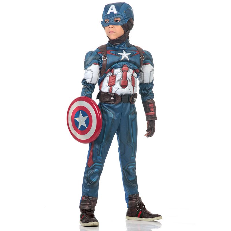 Fantasia Capitão América com Peitoral Infantil - Avengers - Marvel