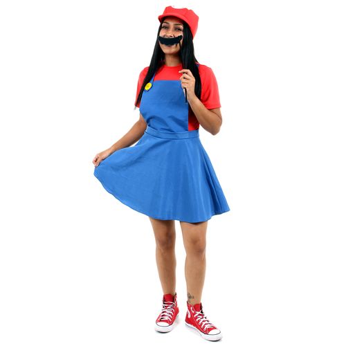 Fantasia Mario Feminino Vestido Adulto - Super Mario World