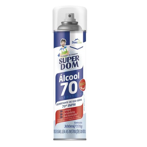 Álcool Aerossol Super Dom 70º - 300ML - Mata Bactérias - Domline
