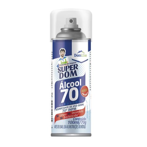 Álcool Aerossol Super Dom 70º - 100ML - Mata Bactérias - Domline