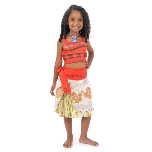 Fantasia Moana Infantil Luxo Original com Colar - Disney