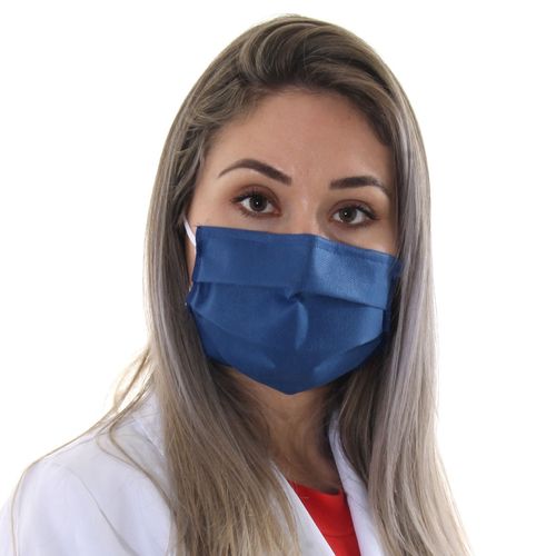 Máscara de TNT Dupla Camada Lavável Adulto - Azul Bic
