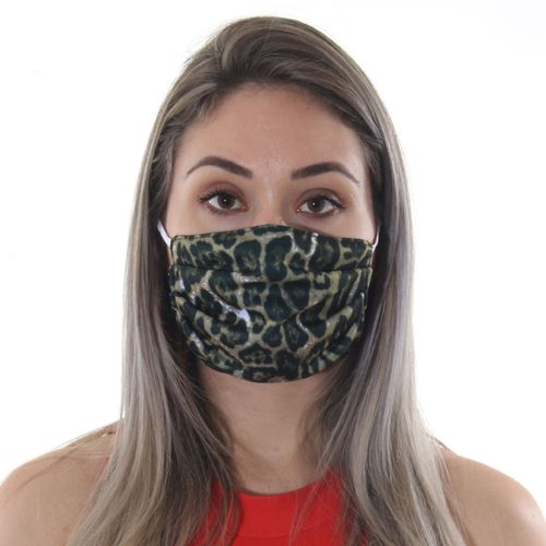 Máscara de Tecido Dupla Camada Lavável Adulto - Leopardo