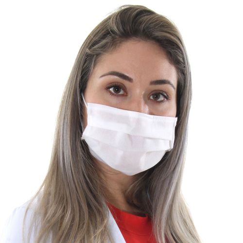 Kit 10 Máscaras de TNT Dupla Camada Lavável Adulto - Branco