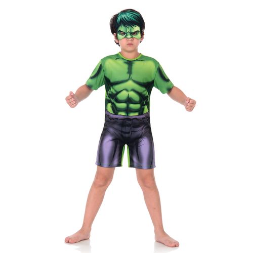 Fantasia Hulk Infantil Curto Original com Máscara - Vingadores - Marvel