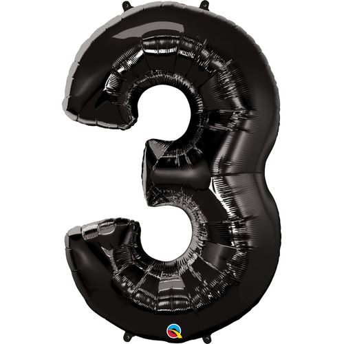 Balão Metalizado Microfoil 34 Polegadas - 86cm - Nº3 Preto - Qualatex