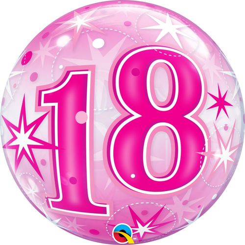 Balão Bubbles 22 Polegadas - 56cm - Nº18 - Estrelas Rosa - Qualatex