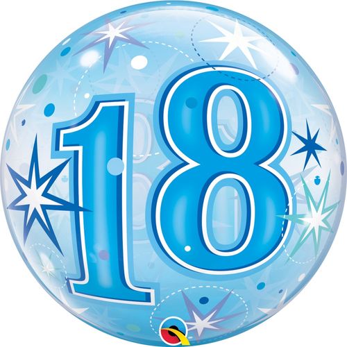 Balão Bubbles 22 Polegadas - 56cm - Nº18 - Estrelas Azul - Qualatex